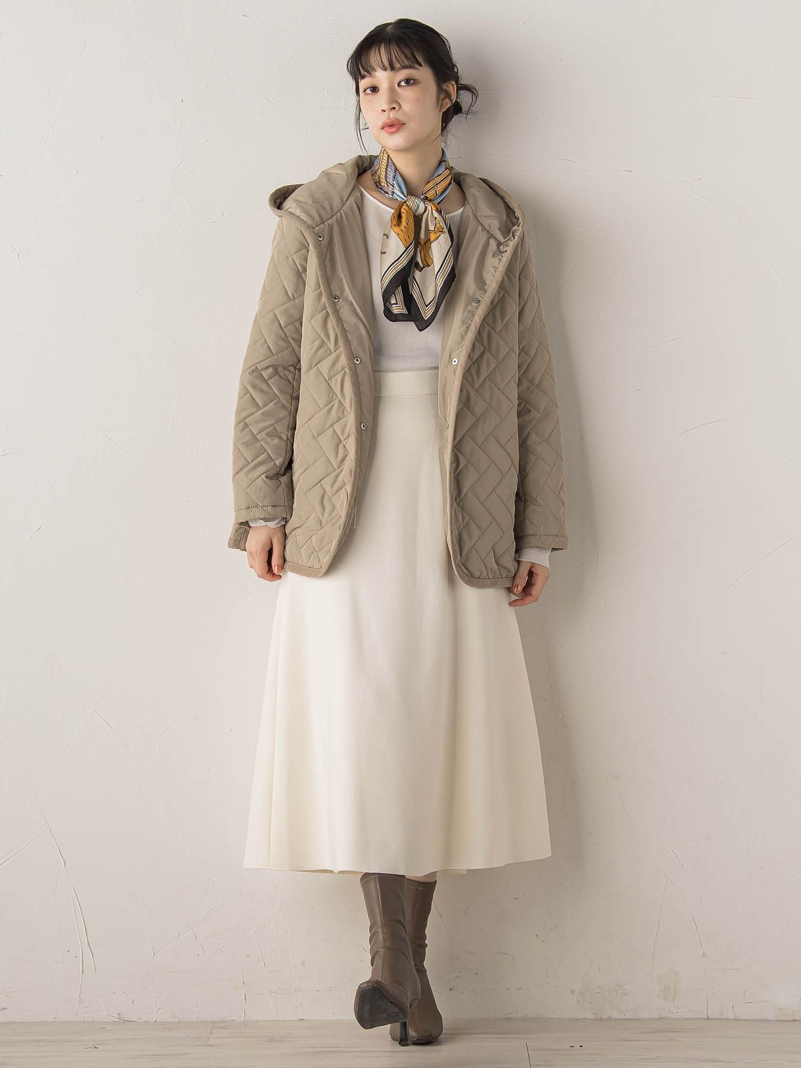 【WEB限定】ライトジャージメルトンスカート≪手洗い可能≫