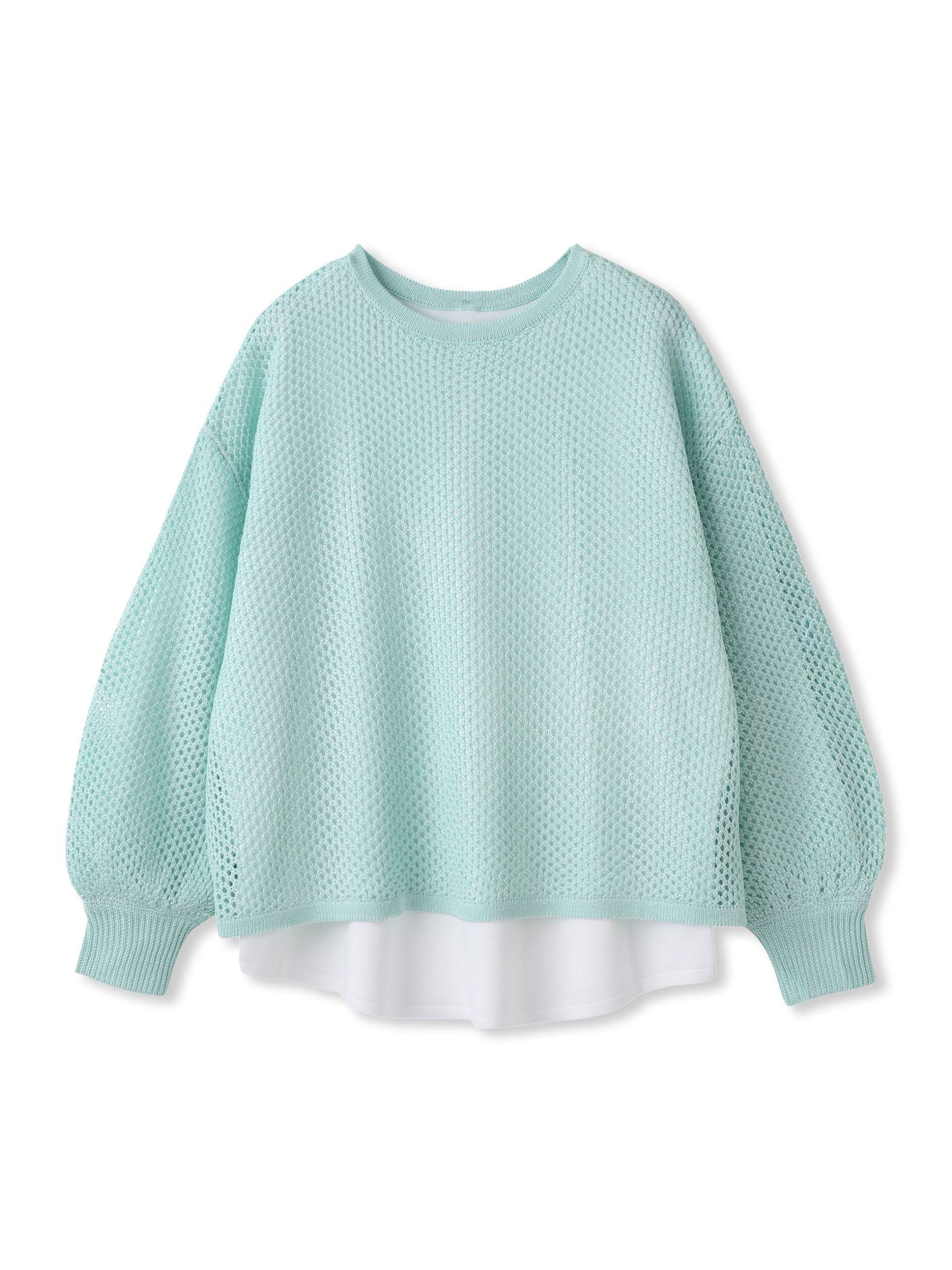 メッシュ柄レイヤードニット≪手洗い可能≫