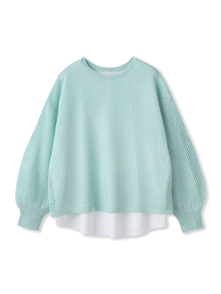 メッシュ柄レイヤードニット≪手洗い可能≫