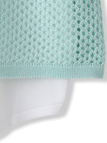 メッシュ柄レイヤードニット≪手洗い可能≫