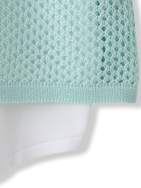 メッシュ柄レイヤードニット≪手洗い可能≫