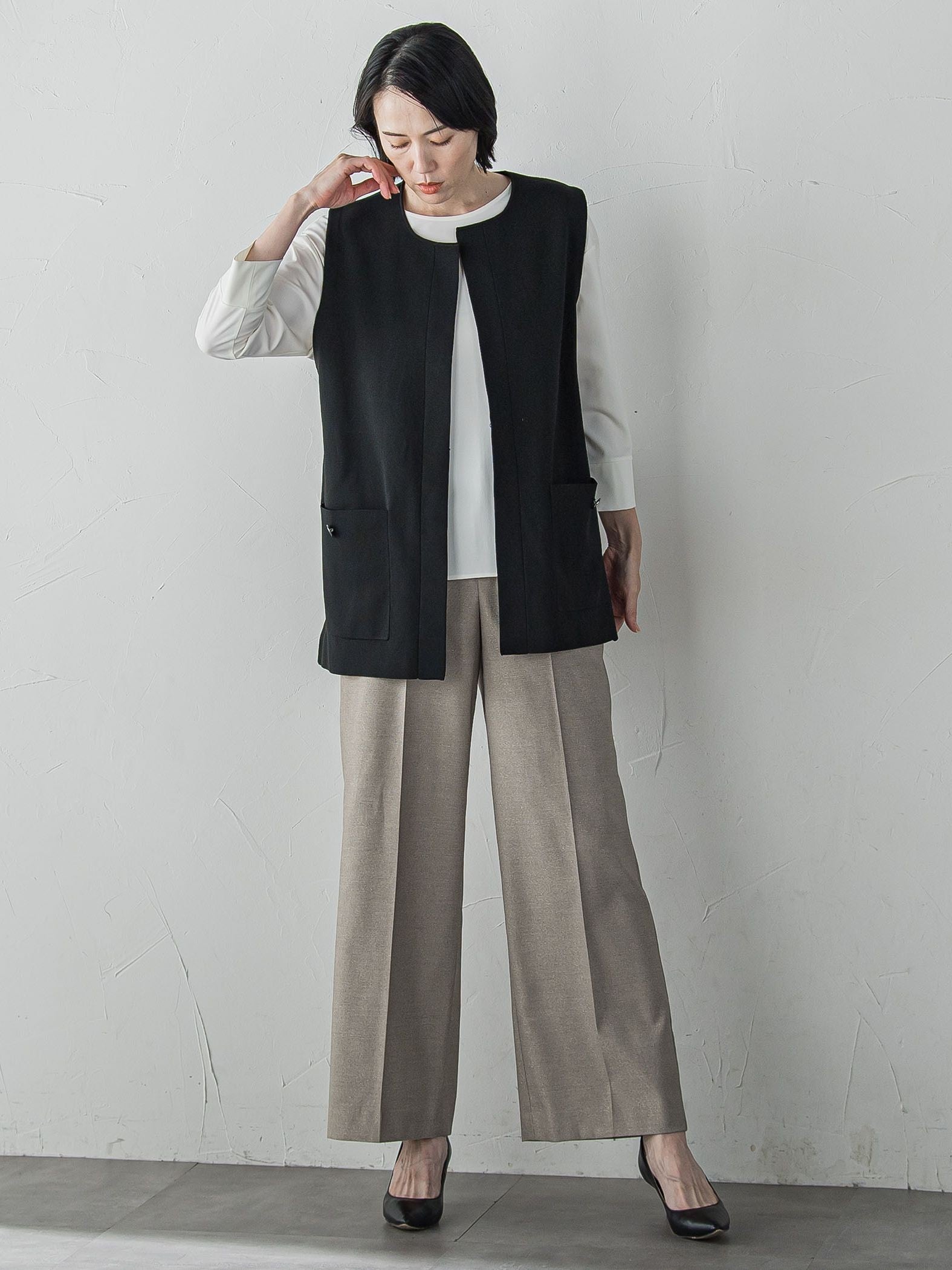 キラメキストレッチワイドパンツ≪洗濯機で洗える≫