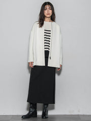 モスダンボール×中綿キルティングノーカラーコート≪手洗い可能≫