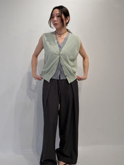 【2piece】sheer layerd vest