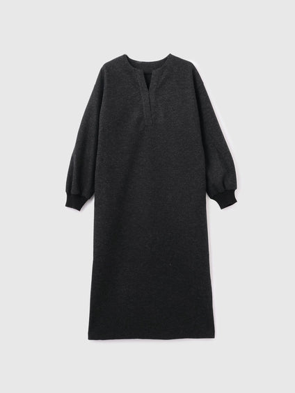 ソフトニットメルトンキーネックワンピース≪手洗い可能≫