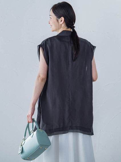 【WEB限定】フィブリルタフタロングジレ ≪手洗い可能≫