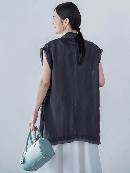 【WEB限定】フィブリルタフタロングジレ ≪手洗い可能≫