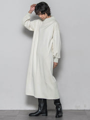 【WEB限定】スウェード×リブモックネックワンピース≪手洗い可能≫