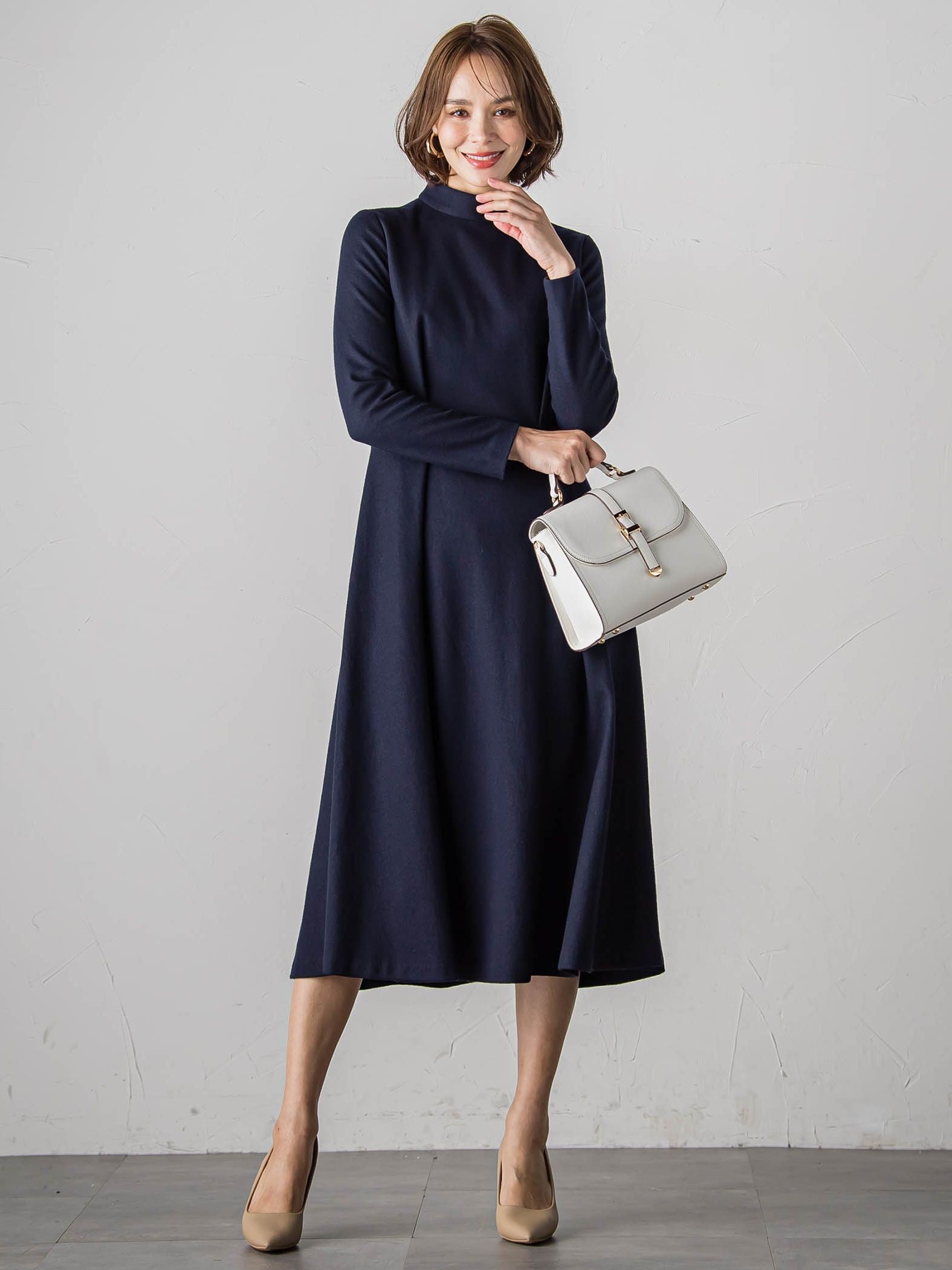 【WEB限定カラーあり/新色追加】ルミナリー圧縮スムースワンピース