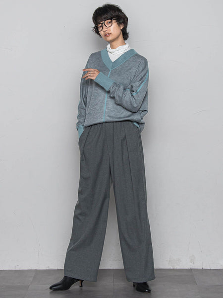 【一瞬で楽とキレイを叶える】裏起毛イージーワイドパンツ≪手洗い可能≫