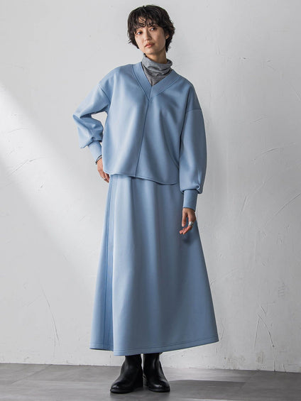 軽量ボンディングスカートセットアップ≪洗濯機で洗える≫