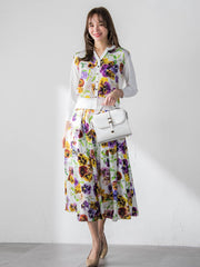 【KEITA KAWASAKI × Viaggio Bluコラボ】パンジープリントスカート