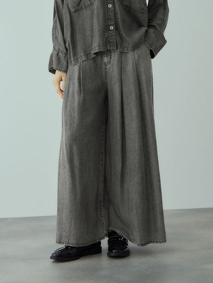 バイオシルクタックフレアパンツ≪洗濯機で洗える≫