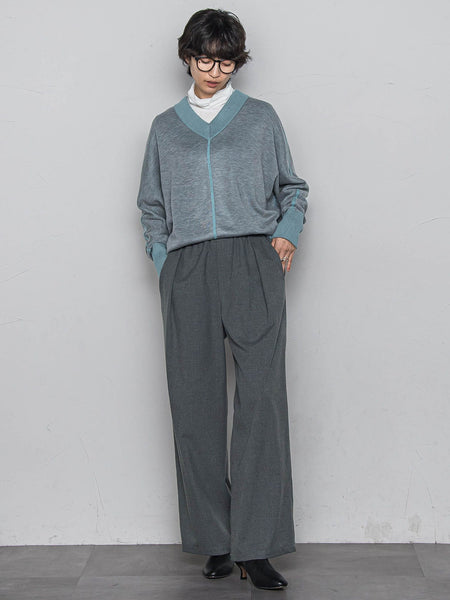 【一瞬で楽とキレイを叶える】裏起毛イージーワイドパンツ≪手洗い可能≫