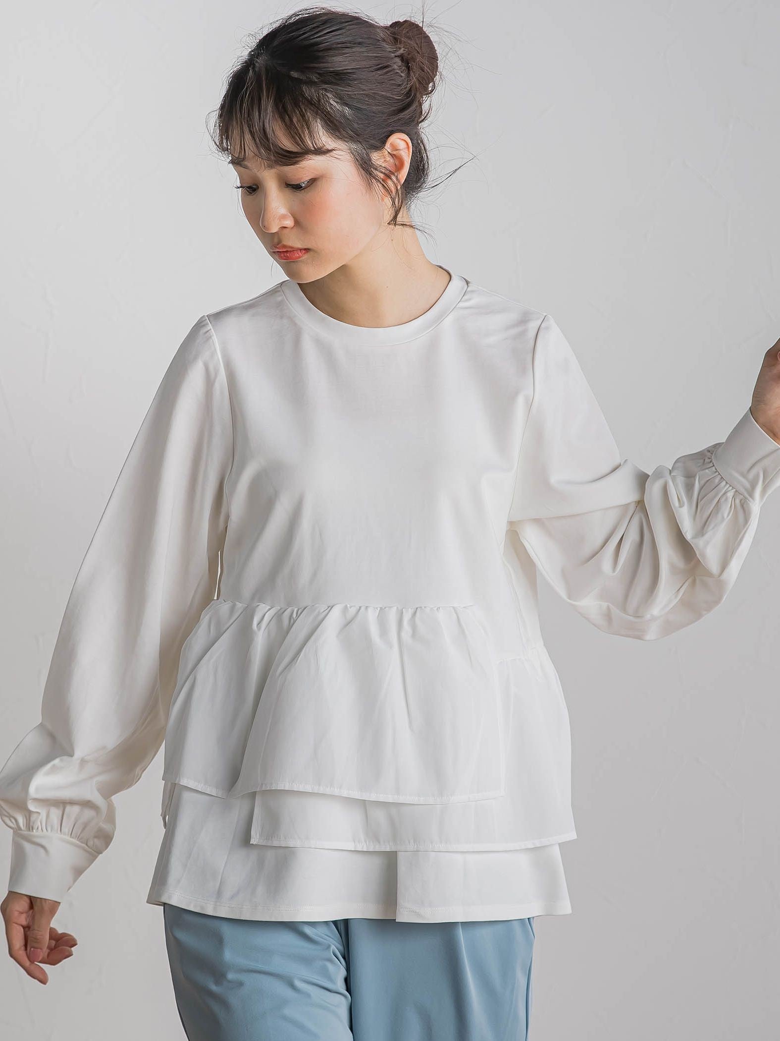 【WEB限定】異素材Aラインプルオーバー≪洗濯機で洗える≫