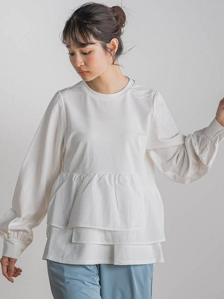 【WEB限定】異素材Aラインプルオーバー≪洗濯機で洗える≫