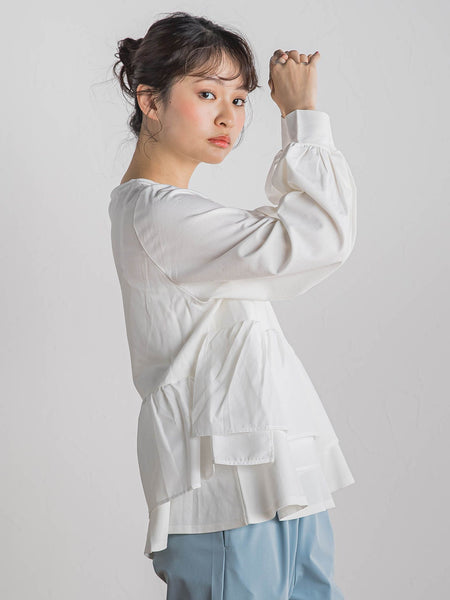 【WEB限定】異素材Aラインプルオーバー≪洗濯機で洗える≫