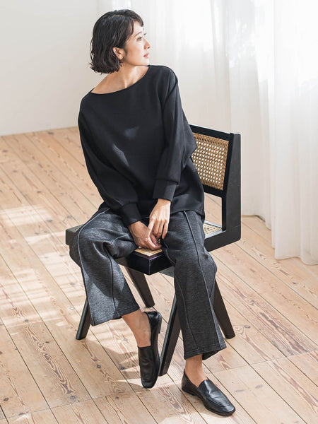 【WEB限定/新色追加】”楽暖”裏起毛ワイドパンツ≪洗濯機で洗える≫