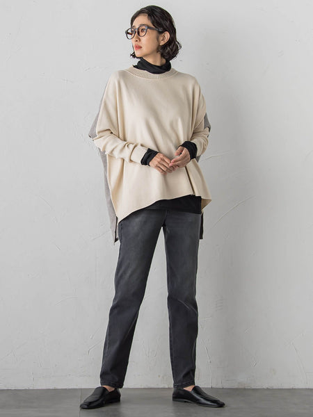 【WEB限定】”前後で印象が変わる”ドルマンバイカラーニット