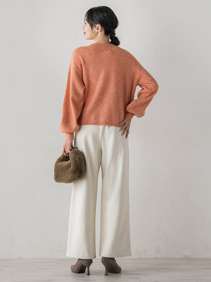 【WEB限定カラーあり】ラメボトルネックプルオーバー≪手洗い可能≫