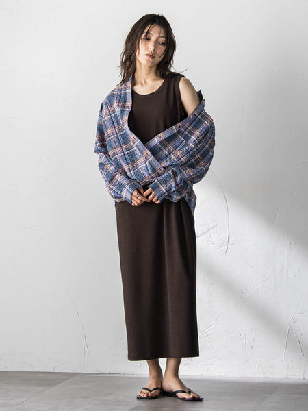 シュリンクチェック2WAYカシュクールシャツ