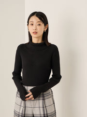 調温バックボタンハイネックニット≪手洗い可能≫
