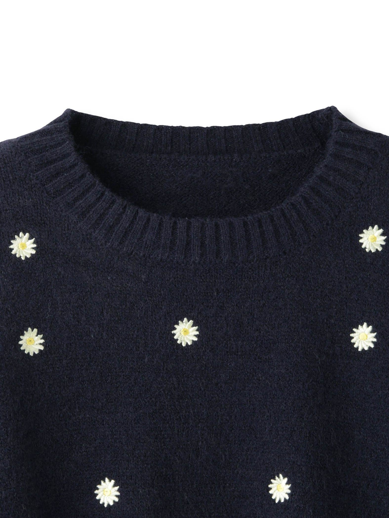 マーガレット刺繍ニットプルオーバー≪手洗い可能≫