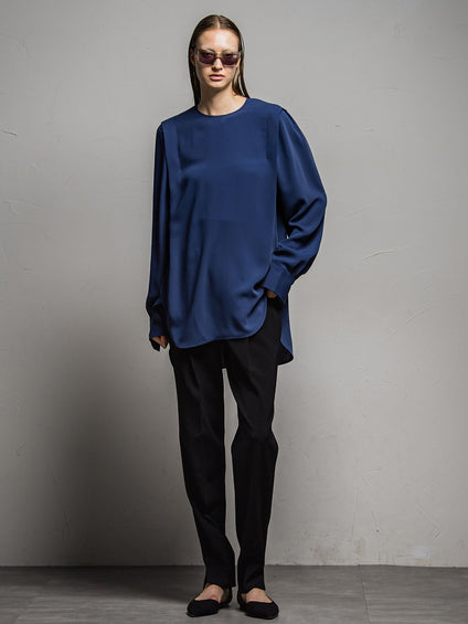 エステルダブルクロス　タックテーパードパンツ