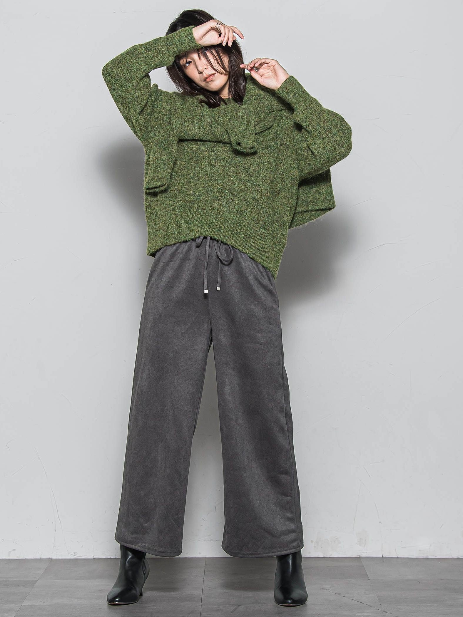 【WEB限定】スウェードポンチイージーワイドパンツ≪手洗い可能≫