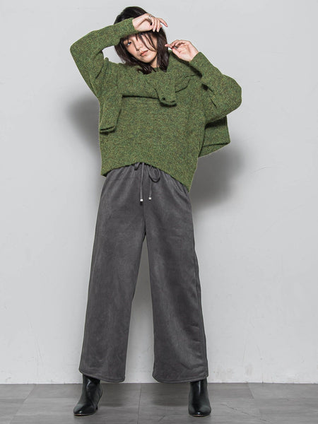 【WEB限定】スウェードポンチイージーワイドパンツ≪手洗い可能≫