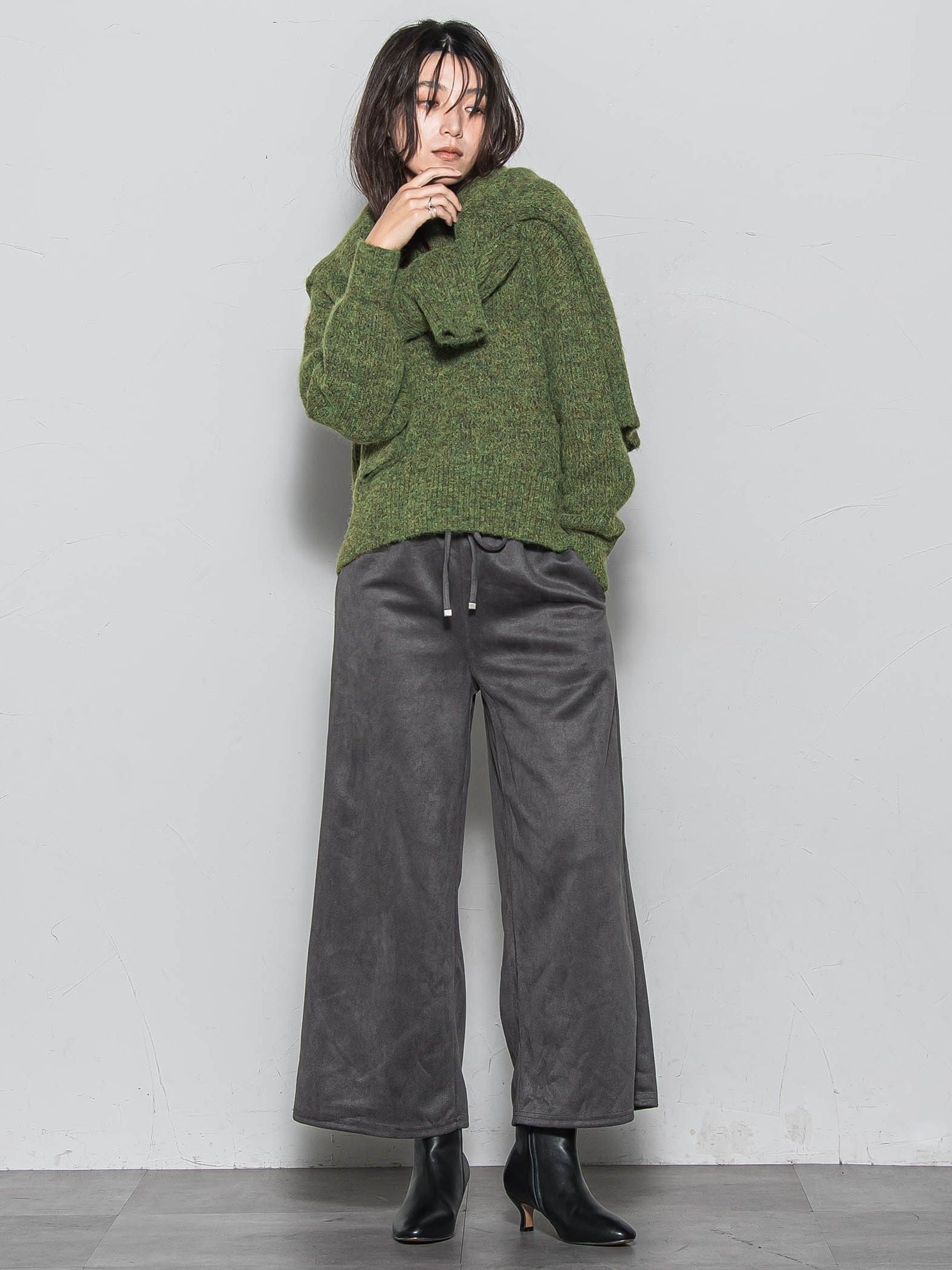 【WEB限定】スウェードポンチイージーワイドパンツ≪手洗い可能≫