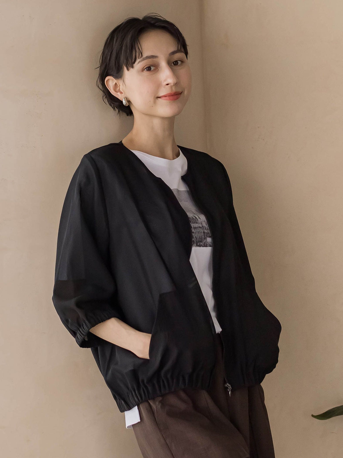 メッシュベイカーブルゾン