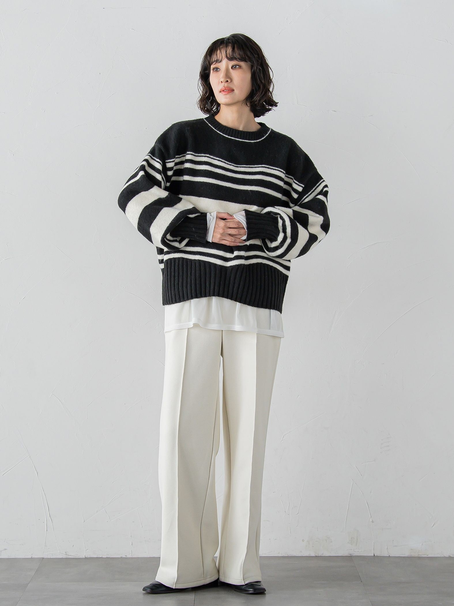 【WEB限定】”ふんわり着心地”ランダムボーダーニット