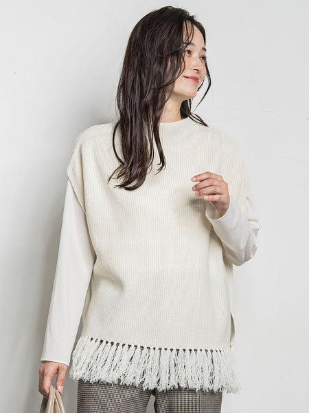 カシミヤシルクフリンジベスト