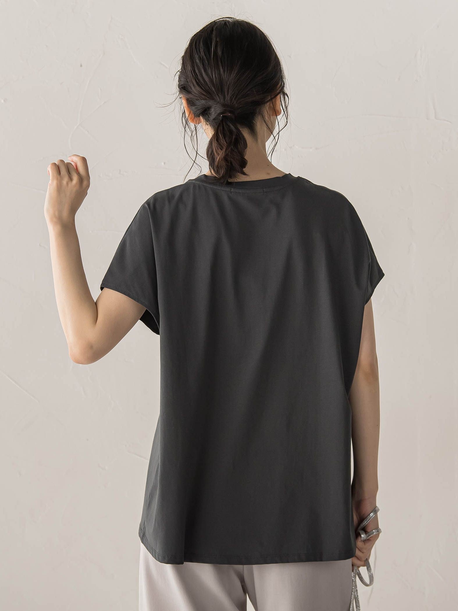 レースたたき付けプリントTシャツ