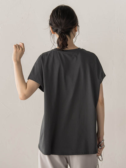レースたたき付けプリントTシャツ