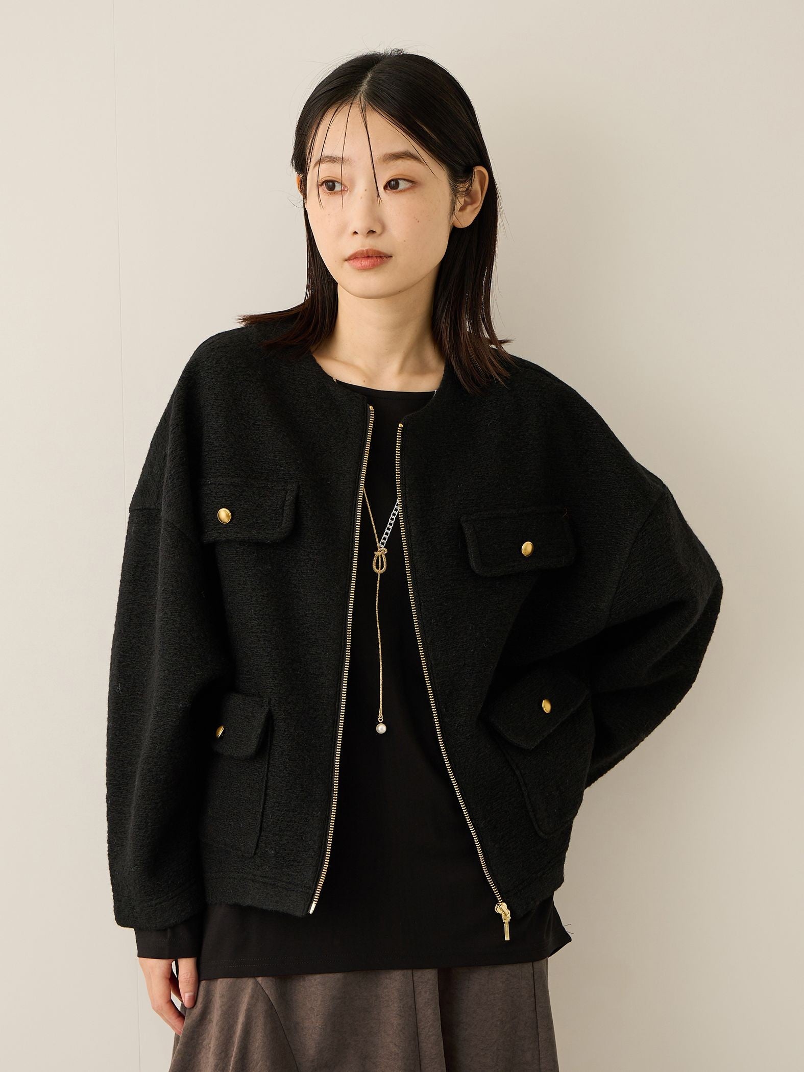 イタリアンエアリー4ポケットZIPブルゾン≪手洗い可能≫