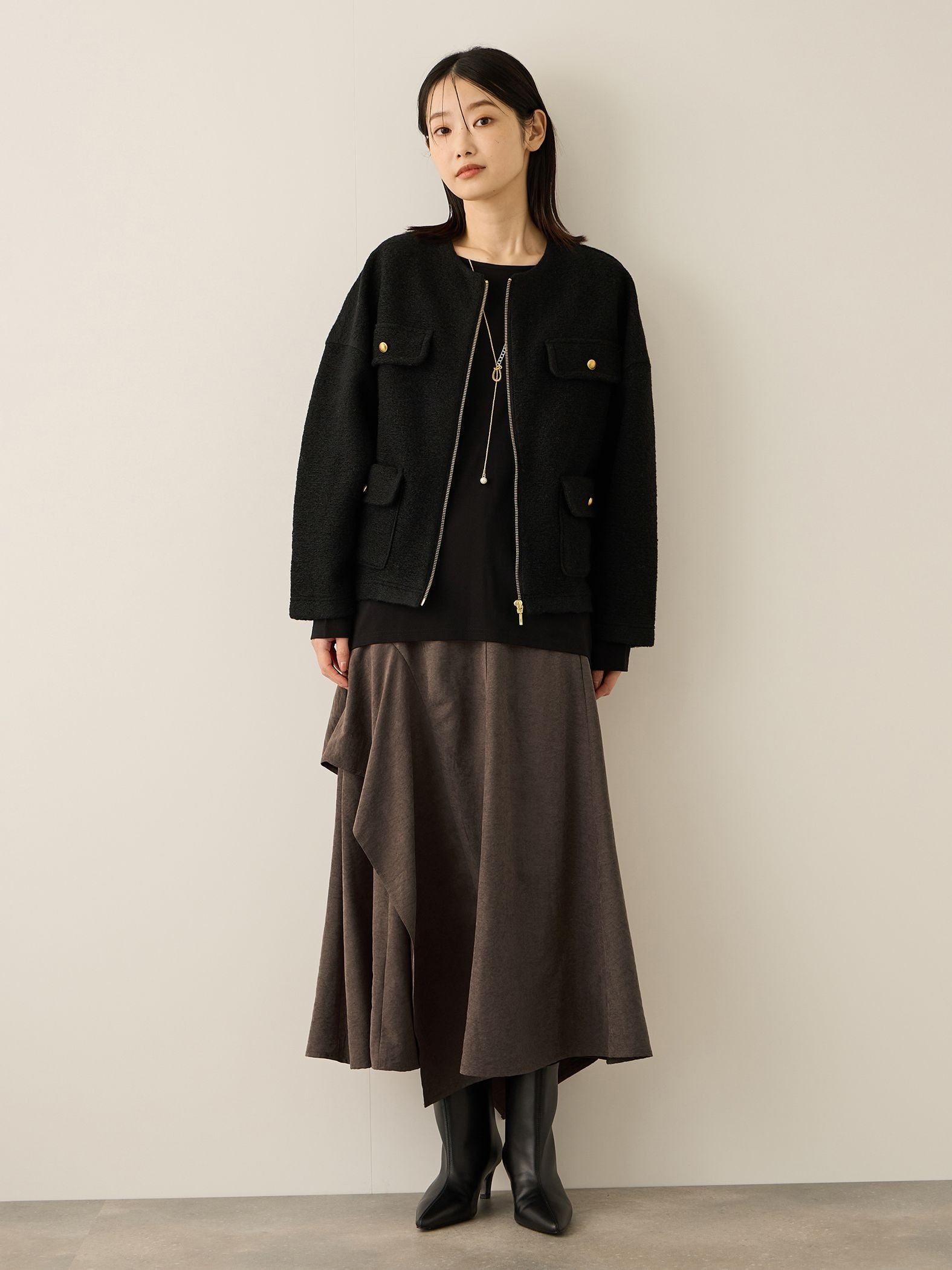 イタリアンエアリー4ポケットZIPブルゾン≪手洗い可能≫