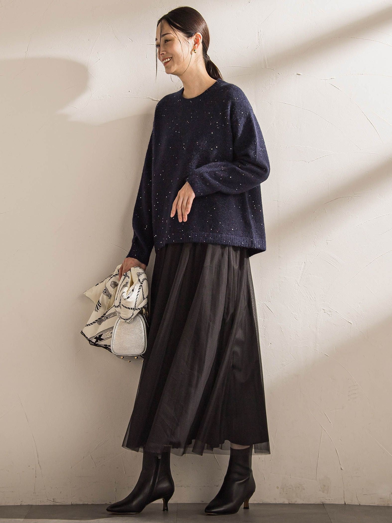 パウダーサテンリバーシブルスカート