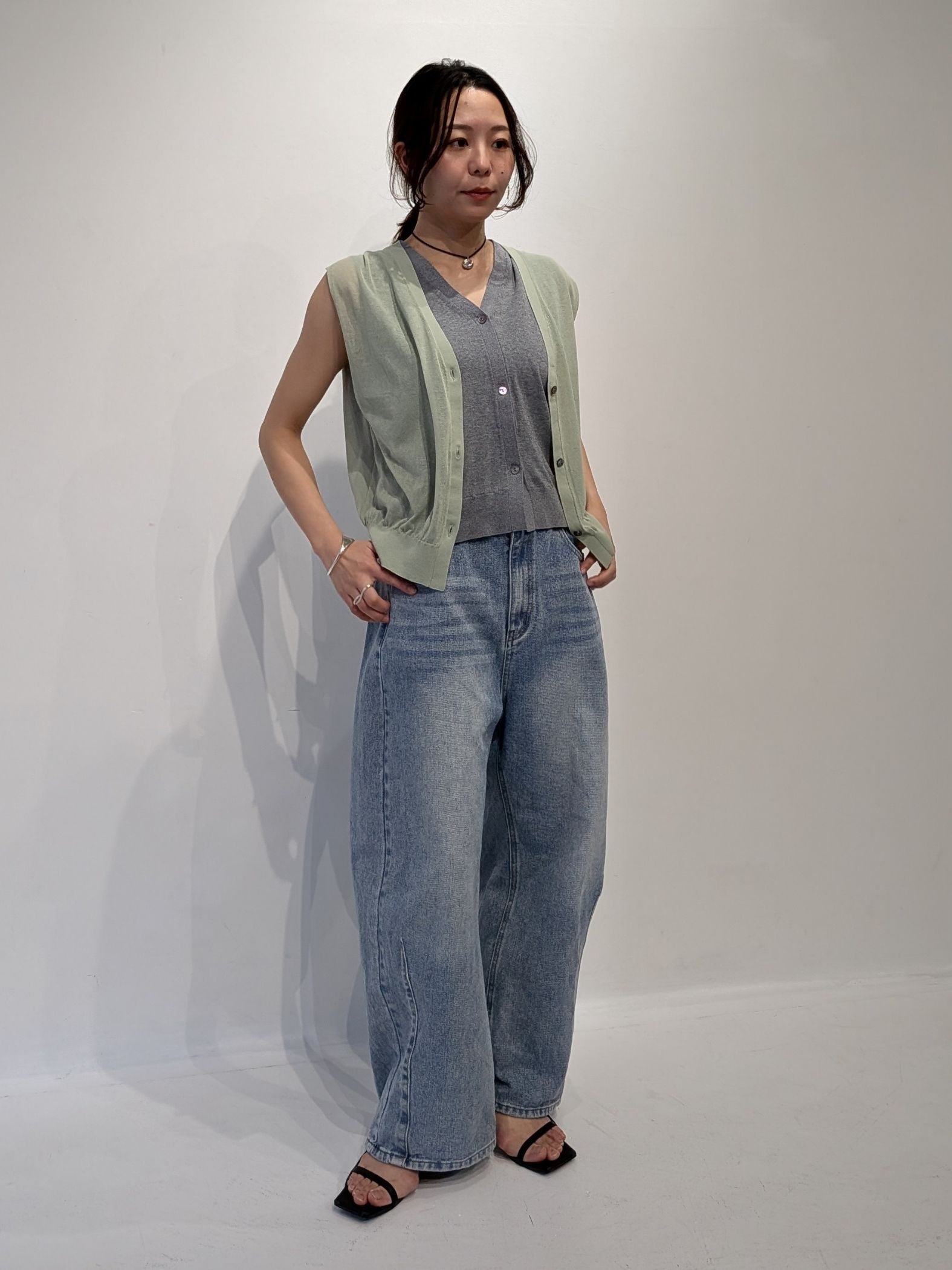 【2piece】sheer layerd vest
