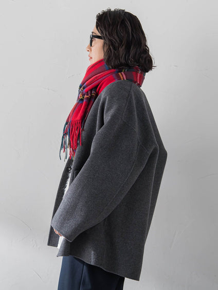 <極>”軽さと贅沢なぬくもり”ノーカラーリバーコート