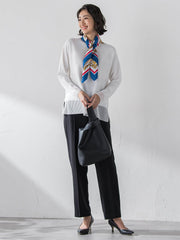 【大きいサイズ】ハイストレッチカルゼストレートパンツ