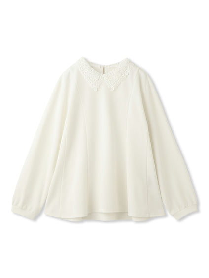 カットジョーゼットレースカラーフレアプルオーバー