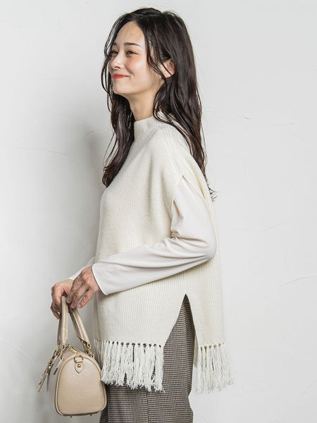 カシミヤシルクフリンジベスト