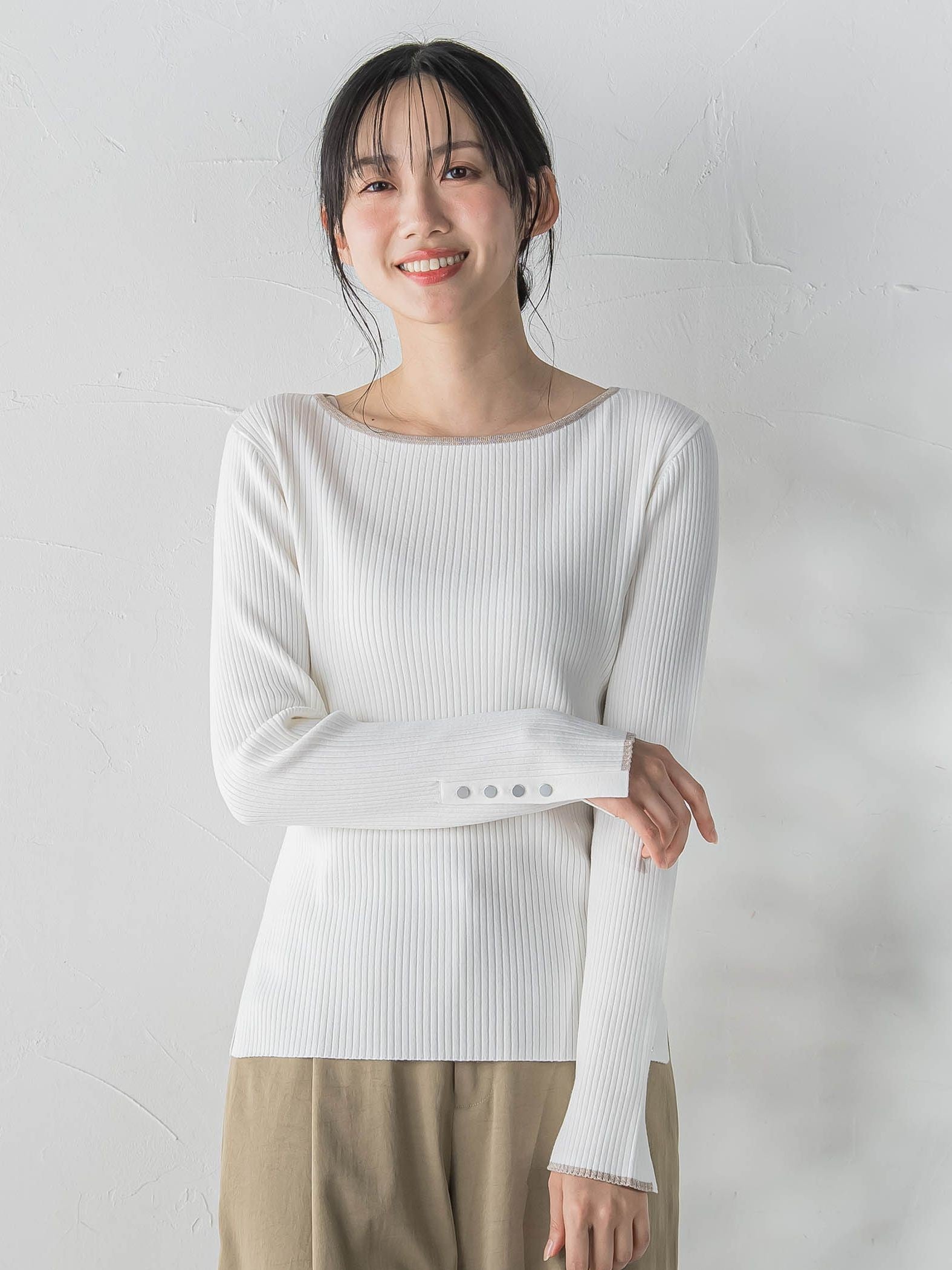 配色RIBニット≪手洗い可能≫