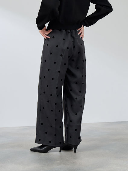 フロッキードットイージーワイドパンツ≪手洗い可能≫