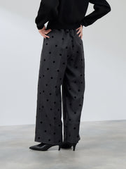 フロッキードットイージーワイドパンツ≪手洗い可能≫