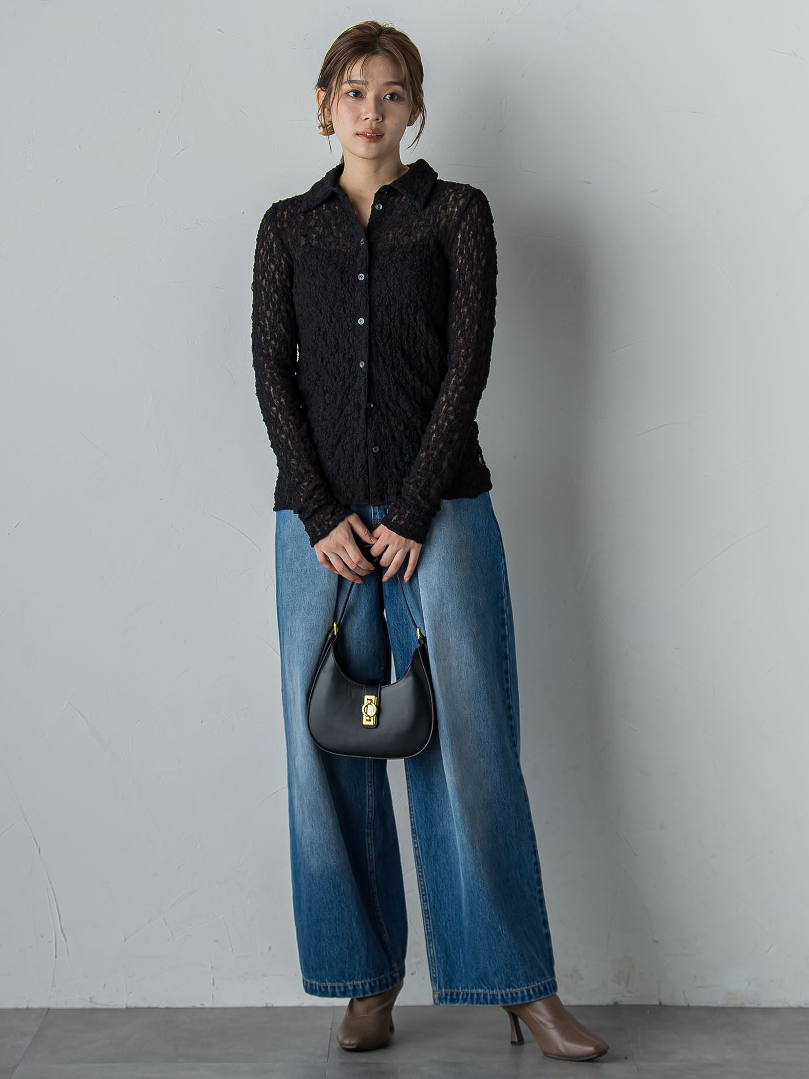 タックデニムパンツ≪洗濯機で洗える≫