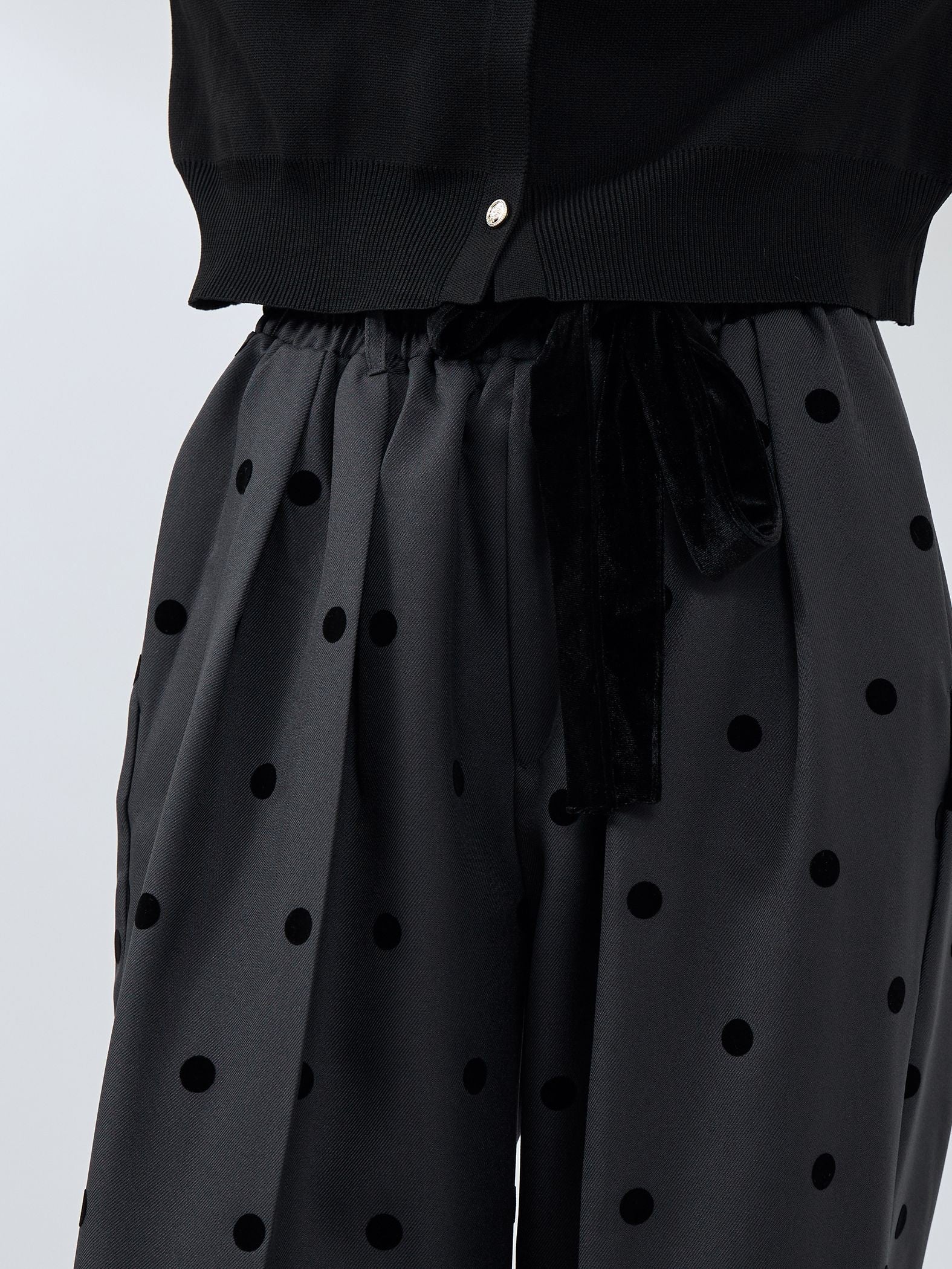 フロッキードットイージーワイドパンツ≪手洗い可能≫