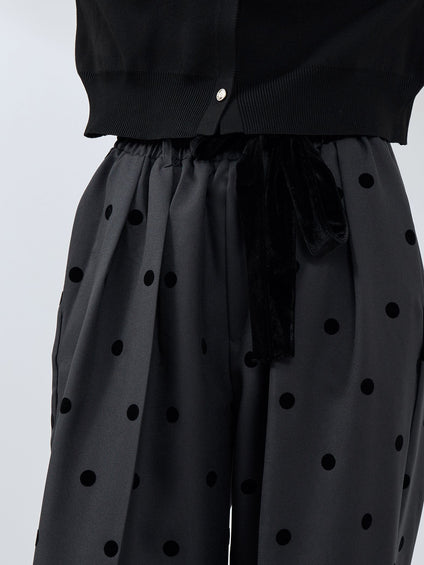 フロッキードットイージーワイドパンツ≪手洗い可能≫